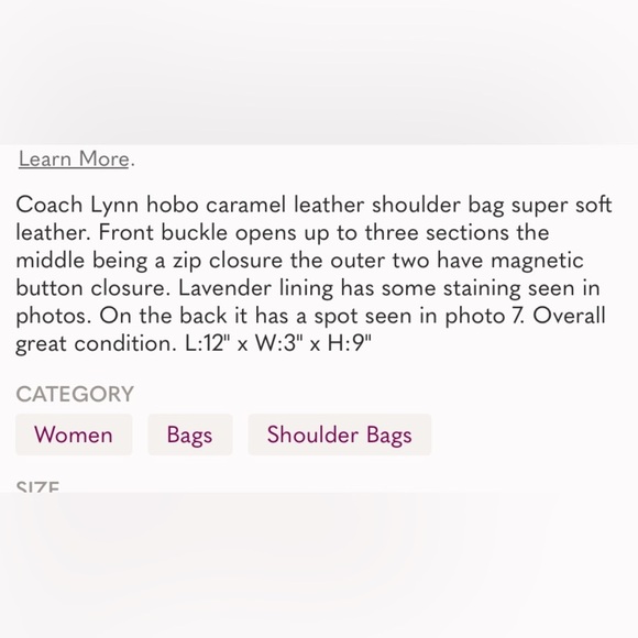 Coach Lynn Hobo Carmel Leather Shoulder Bag FIRM - Picture 14 of 14